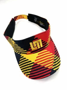 Loudmouth Golf Visor Strap Back Red Yellow Black Striped Pattern Mens OSFA New - Picture 1 of 9