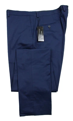 The Mens Store Bloomingdales Dress Pants 40 R Navy Solid Cotton Unhemmed New - Image 1 of 4
