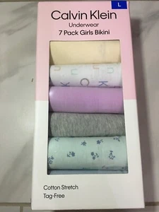 Calvin Klein, 7-Pack Girls Bikini Underwear, Size Large, Cotton Stretch, New - Picture 1 of 14