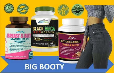 BIG BOOTY & FLAT TUMMY Pills, curve & shape Aguaje 黑色 Maca 有机维生素 — 第 1/4 张图片