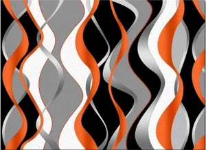 Alfombra Artística Moderna Ligera Lujo Líneas Abstractas Rayas, Naranja Negro Blanco Gris 5x6' - Imagen 1 de 2