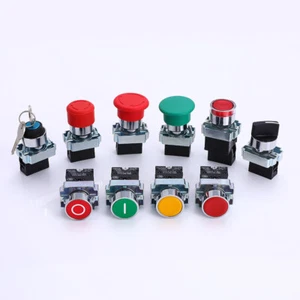 Interruptor de botón XB2 auto-restablecimiento parada de emergencia 22mm perno interruptores de alimentación - Imagen 1 de 23