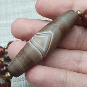 Antique Stunning Natural Eye Suliemani Agate Carnelian Agate Beaded Necklace - Picture 1 of 24