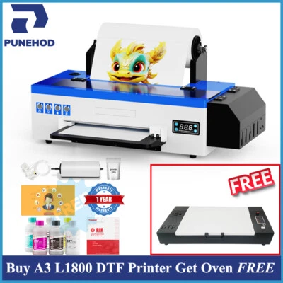 PUNEHOD 13 in A3 L1800 DTF Printer Direct to Film Dark/White Garments Transfer - Image 1 of 4
