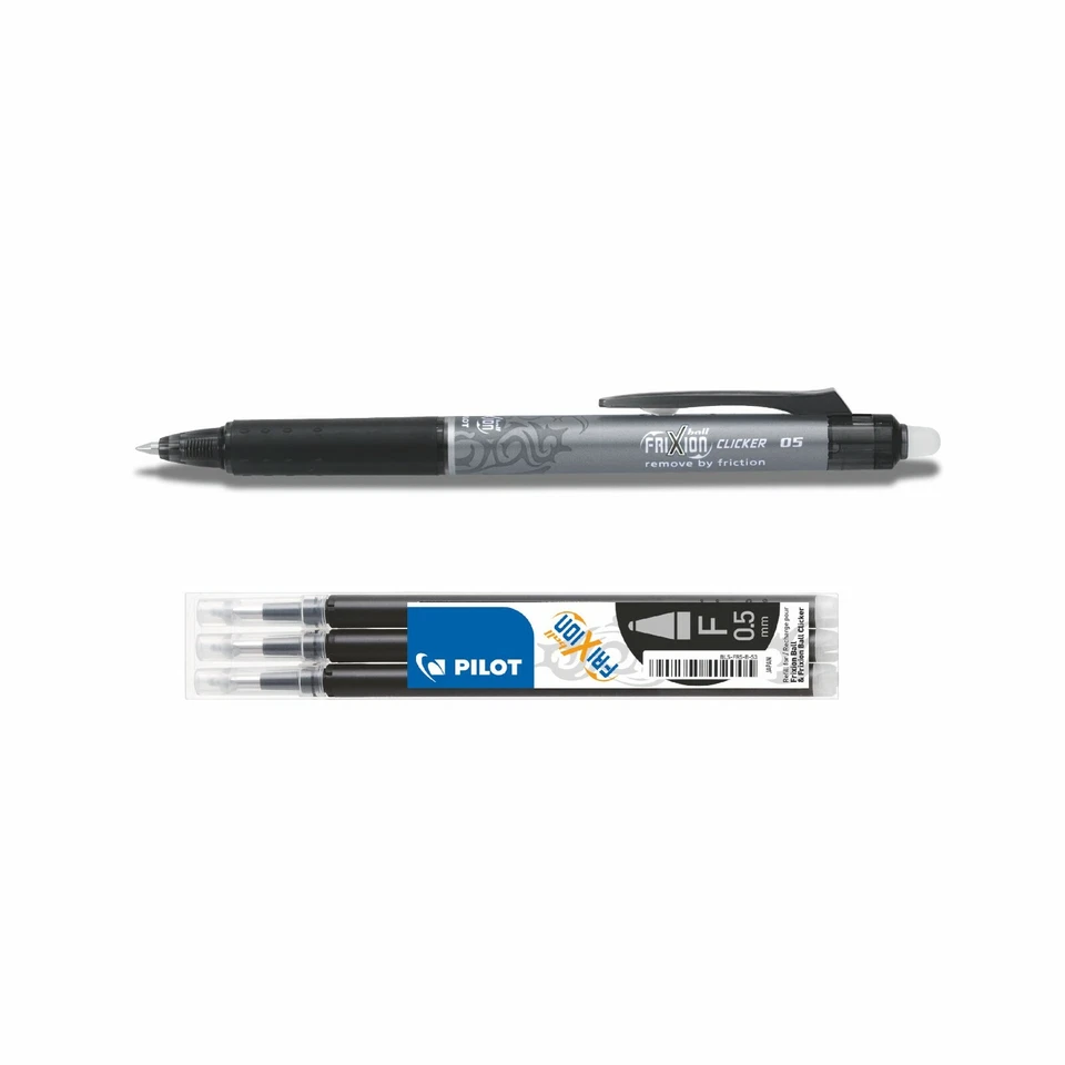 PILOT Frixion Clicker 0.5 schwarz + 3 Ersatzminen 0.5 schwarz