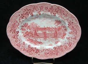 Vintage ROMANTIC ENGLAND von J&G Meakin. Rote ovale Platte. 12 1/2" Ironstone NEUWERTIG - Bild 1 von 3