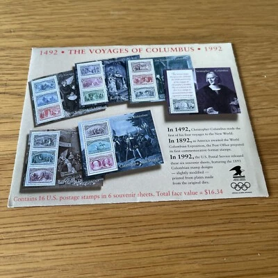 USA1992 #2624-2629 The Voyages of Columbus Souvenir Sheets - Set of 6 Sheets - Image 1 of 4