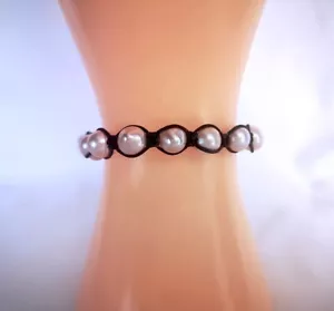 Women Jewelry Shambhala Beads Bracelet 10mm nature purple freshwater pearl - Imagen 1 de 6