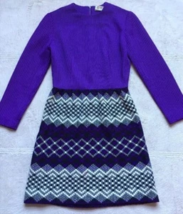 Leslie Fay Original Sweater Dress, Women's Sz 2, Purple Bodice, Long Sleeves EUC - Picture 1 of 9