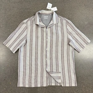 NWT Brunello Cucinelli Men's Striped Linen Button Down Shirt XXXL Quiet Luxury - Picture 1 of 13