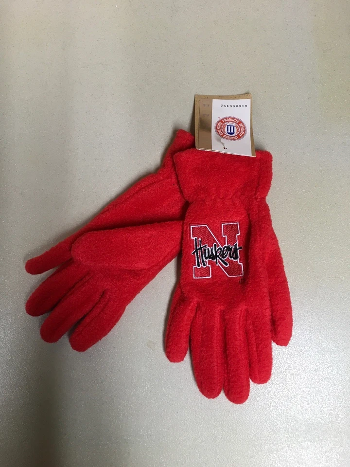 Officially Licensed Nebraska Cornhuskers Ladies Lightweight Fleece Gloves NWT - Image 1 of 1