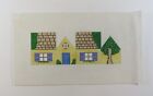HANDPAINTED NEEDLEPOINT 3D Yellow House/Red Hearts on Blue Shutters (24)
