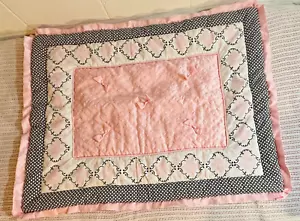 Lambs & Ivy Pink & Black Baby Blanket Quilt - Picture 1 of 12
