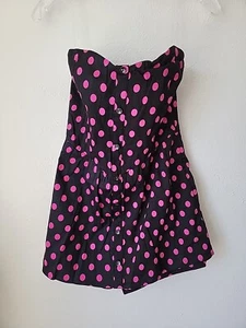 Rooby Doo Polka Dot Sleeveless Romper Pink Black Small New Pin Up  - Picture 1 of 11