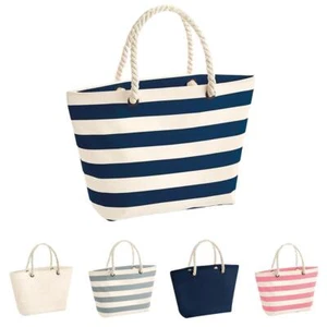 Große Strandtaschen uni maritim gestreift Premium gebürstete Baumwolle Canvas 22 Liter - Bild 1 von 19