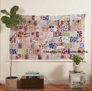 Vintage Cotton White Patchwork 60x40 Wall art Decor Embroidered Wall Hanging - Picture 1 of 4