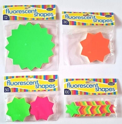 Neon Fluorescent Stars Retail Shop Labels Price Colour Displays