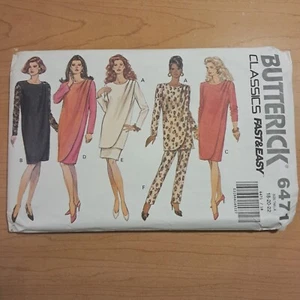 Butterick Schnittmuster 6471 Kleid Tunika Pull-On Rock Hose 18-22 leicht ungeschnitten - Bild 1 von 8