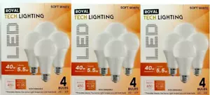 40w 12 Pcs LED Light Bulbs Soft White 450 Lumen Replacement E26 screw A19 Shape - Picture 1 of 5