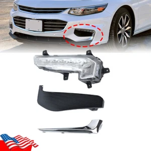 Left LED Fog Light Lamp Cover Chrome Trim Bezel For Chevy Malibu 2016 2017 2018 - Foto 1 di 23