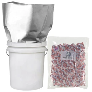 Sacchetti Mylar 25-1 GALLONE 10""x16"" 5,25 MIL + 25-600cc Assorbitori di Ossigeno Conservazione Alimenti - Foto 1 di 4