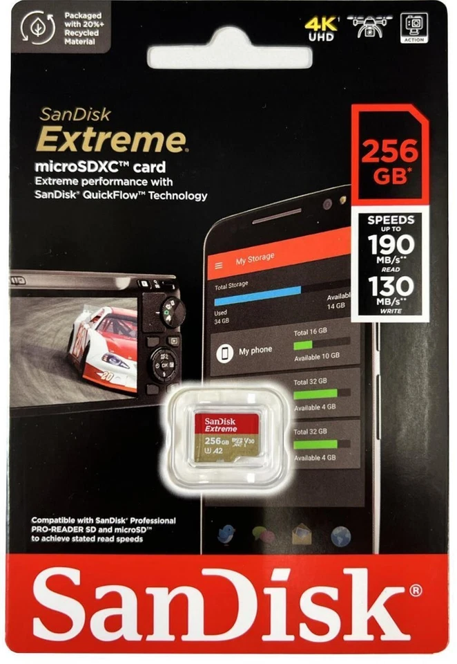SanDisk 256GB 512GB U3 Micro SD Card Extreme For NEXTBASE DASH CAM Camera - Image 1 of 4
