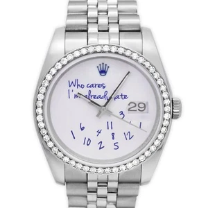 Rolex Datejust 36 Custom Dia 1.15ct Bezel & White Dial Steel Jubilee Band w.B/C - Picture 1 of 10