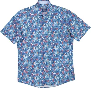 ¡NUEVO! Camisa de hombre Olymp manga corta talla L estampada rojo-azul - Imagen 1 de 3