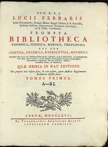 1767 - FERRARIS - PROMPTA BIBLIOTHECA - CATHOLIC DICTIONARY - CANON LAW - V. 1 - Picture 1 of 15