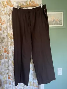 100% linen pants XXL Brown Wide-Leg Tall - Picture 1 of 7