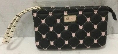 Bolso sin asas Luv Betsey Johnson acolchado bordado rosa gato doble bolsa muñeca Foto 1 de 4