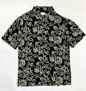 Men's Next Hawaiian Shirt Black & White Floral Pattern - Slim Fit - Medium - Picture 1 of 7