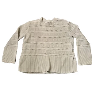 Maglione Gap Maglia Cavo Cotone XS Orlo Spaccato Avorio Gelo - Foto 1 di 11