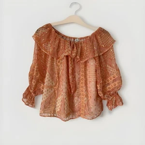 River Island Bardot Printed Blouse Size M /UK 10 - Picture 1 of 12