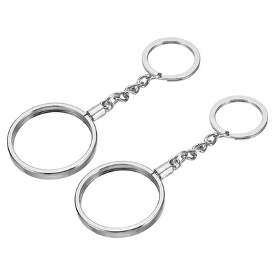 40mm Metal Coin Holder Keychain, 2Pcs Coin Case with Key Ring, Silver Foto 1 de 4