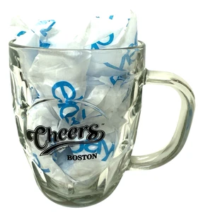 Cheers Boston Bar Dimpled Beer Stein Mug Glass 18 oz Heavy Collectible EUC - Picture 1 of 7