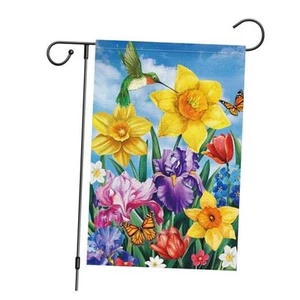 Spring Summer Welcome Garden Flag Daffodil Flower Double Sided 12x18 Inch - Picture 1 of 7