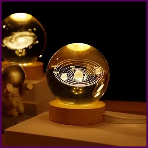 Regalo Festival USB LED Luz Nocturna, Lámpara Bola de Cristal Galaxia, 3D Planeta Luna - Imagen 1 de 28