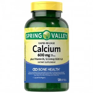 Spring Valley Rapid-Release Calcium Softgel Capsules 600 mg +D3 12.5mcg 120count - Picture 1 of 2