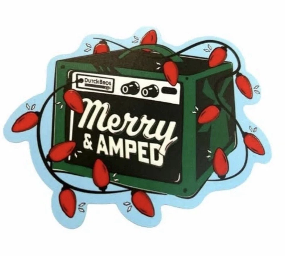 DUTCH BROS Nov 5 2025 STICKER PRESALE MERRY AMPED CHRISTMAS LIGHTS