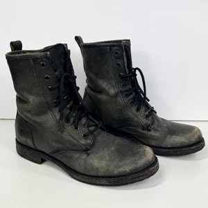 Frye Veronica Womens Combat Boots Sz 7 Antique Gray Leather Lace Up Rustic - Picture 1 of 11