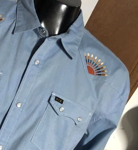 Howler Bros Chambray Crosscut Deluxe SUNBEAMS Pearl Snap Western SHIRT Mens XL - Picture 1 of 13