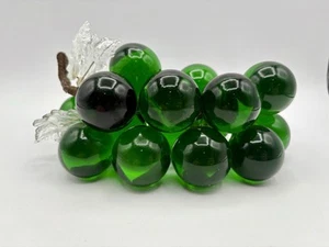 Vintage grüner Draht Glas Traube Cluster mit klaren Kunststoff Blättern groß  - Bild 1 von 6