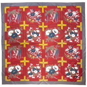 Estampado Floral Algodón Rojo Extra Grande Japonés Furoshiki De Colección: 122 X 124 cm: - Imagen 1 de 4