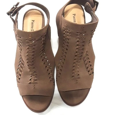 Sandalias Pierre Dumas para mujer talla 10 Aria marrón punta abierta tacón bloque Foto 1 de 4