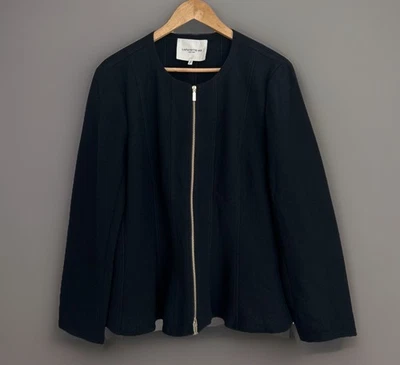 Jaqueta Blazer Lafayette 148 Preta 100% Lã Virgem Dourada com Zíper 14 - Imagem 1 de 4