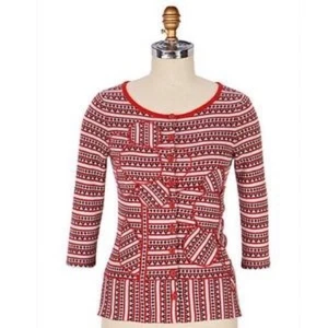 Vintage MOTH Anthropologie Lovelorn Cardigan Red Hearts Sweater, Size S Small XS - Bild 1 von 8
