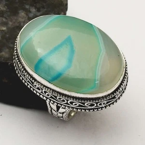 Botswana Agate Gemstone Ethnic Antique Design Ring Jewelry US Size-8.75 AR 59537 - Foto 1 di 1