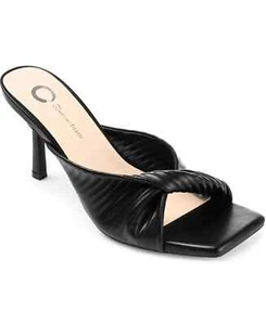 Journee Collection Greer Mujer Tacones Plisados Negro Imitación Cuero EE. UU. Talla 9 M - Imagen 1 de 5