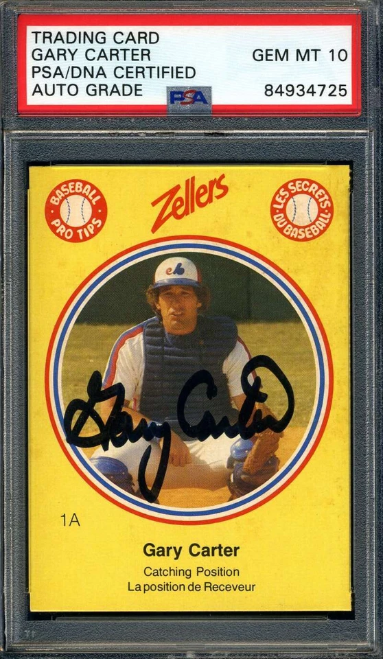 Gary Carter Gem Mint 10 PSA DNA Signed 1982 Zellers Pro Tips Autographed - Image 1 of 1